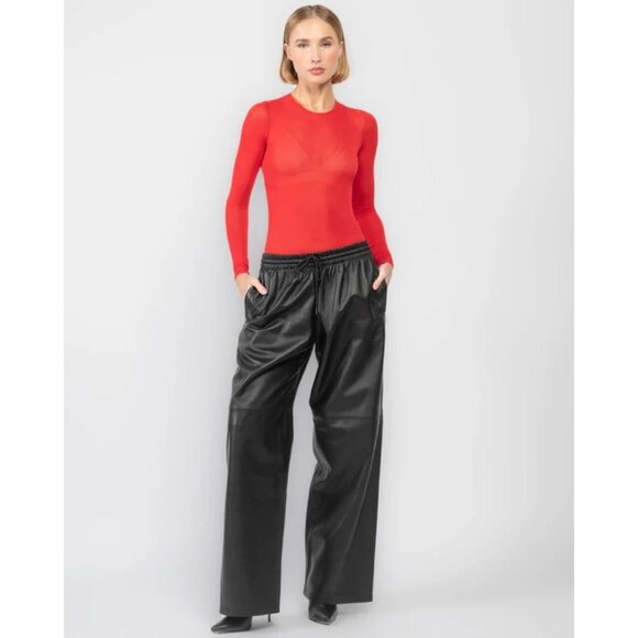 WARDROBE.NYC Sheer Bodysuit in Red Small New Womens Long Sleeve Top - Picture 15 of 16